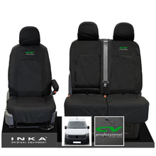 Load image into Gallery viewer, VW Crafter MK2 INKA Front Set 1+2 Tailored Waterproof Seat Covers Black MY-2017 Onwards [Choice of 7 Colours] - CV Professional Embroidery

