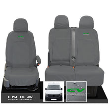 Load image into Gallery viewer, VW Crafter MK2 INKA Front Set 1+2 Tailored Waterproof Seat Covers Grey MY-2017 Onwards [Choice of 7 Colours] - CV Professional Embroidery
