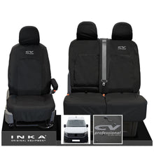 Load image into Gallery viewer, VW Crafter MK2 INKA Front Set 1+2 Tailored Waterproof Seat Covers Black MY-2017 Onwards [Choice of 7 Colours] - CV Professional Embroidery
