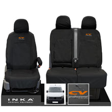 Load image into Gallery viewer, VW Crafter MK2 INKA Front Set 1+2 Tailored Waterproof Seat Covers Black MY-2017 Onwards [Choice of 7 Colours] - CV Professional Embroidery
