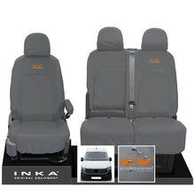 Load image into Gallery viewer, VW Crafter MK2 INKA Front Set 1+2 Tailored Waterproof Seat Covers Grey MY-2017 Onwards [Choice of 7 Colours] - CV Professional Embroidery
