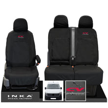 Load image into Gallery viewer, VW Crafter MK2 INKA Front Set 1+2 Tailored Waterproof Seat Covers Black MY-2017 Onwards [Choice of 7 Colours] - CV Professional Embroidery
