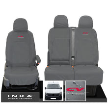 Load image into Gallery viewer, VW Crafter MK2 INKA Front Set 1+2 Tailored Waterproof Seat Covers Grey MY-2017 Onwards [Choice of 7 Colours] - CV Professional Embroidery
