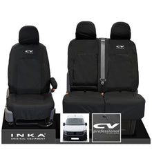 Load image into Gallery viewer, VW Crafter MK2 INKA Front Set 1+2 Tailored Waterproof Seat Covers Black MY-2017 Onwards [Choice of 7 Colours] - CV Professional Embroidery
