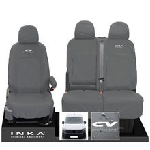 Load image into Gallery viewer, VW Crafter MK2 INKA Front Set 1+2 Tailored Waterproof Seat Covers Grey MY-2017 Onwards [Choice of 7 Colours] - CV Professional Embroidery
