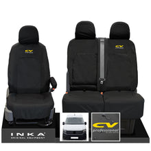 Load image into Gallery viewer, VW Crafter MK2 INKA Front Set 1+2 Tailored Waterproof Seat Covers Black MY-2017 Onwards [Choice of 7 Colours] - CV Professional Embroidery
