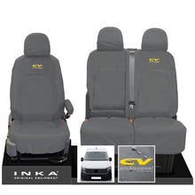 Load image into Gallery viewer, VW Crafter MK2 INKA Front Set 1+2 Tailored Waterproof Seat Covers Grey MY-2017 Onwards [Choice of 7 Colours] - CV Professional Embroidery
