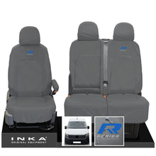 Load image into Gallery viewer, VW Crafter MK2 INKA Front Set 1+2 Tailored Waterproof Seat Covers Grey MY-2017 Onwards [Choice of 7 Colours] - R-Series Embroidery

