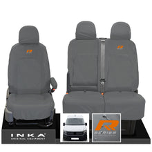 Load image into Gallery viewer, VW Crafter MK2 INKA Front Set 1+2 Tailored Waterproof Seat Covers Grey MY-2017 Onwards [Choice of 7 Colours] - R-Series Embroidery
