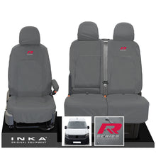 Load image into Gallery viewer, VW Crafter MK2 INKA Front Set 1+2 Tailored Waterproof Seat Covers Grey MY-2017 Onwards [Choice of 7 Colours] - R-Series Embroidery
