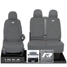 Load image into Gallery viewer, VW Crafter MK2 INKA Front Set 1+2 Tailored Waterproof Seat Covers Grey MY-2017 Onwards [Choice of 7 Colours] - R-Series Embroidery
