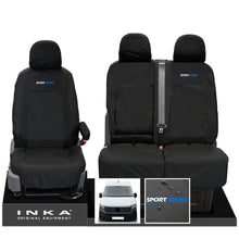 Load image into Gallery viewer, VW Crafter MK2 INKA Front Set 1+2 Tailored Waterproof Seat Covers Black MY-2017 Onwards [Choice of 7 Colours] - Sport-Series Embroidery
