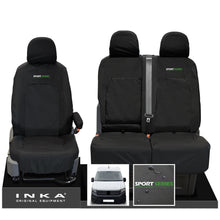 Load image into Gallery viewer, VW Crafter MK2 INKA Front Set 1+2 Tailored Waterproof Seat Covers Black MY-2017 Onwards [Choice of 7 Colours] - Sport-Series Embroidery
