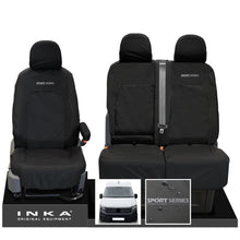 Load image into Gallery viewer, VW Crafter MK2 INKA Front Set 1+2 Tailored Waterproof Seat Covers Black MY-2017 Onwards [Choice of 7 Colours] - Sport-Series Embroidery
