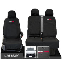 Load image into Gallery viewer, VW Crafter MK2 INKA Front Set 1+2 Tailored Waterproof Seat Covers Black MY-2017 Onwards [Choice of 7 Colours] - Sport-Series Embroidery
