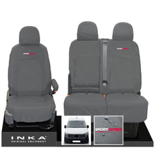 Load image into Gallery viewer, VW Crafter MK2 INKA Front Set 1+2 Tailored Waterproof Seat Covers Grey MY-2017 Onwards [Choice of 7 Colours] - Sport-Series Embroidery
