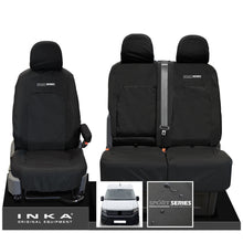 Load image into Gallery viewer, VW Crafter MK2 INKA Front Set 1+2 Tailored Waterproof Seat Covers Black MY-2017 Onwards [Choice of 7 Colours] - Sport-Series Embroidery
