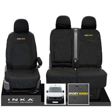 Load image into Gallery viewer, VW Crafter MK2 INKA Front Set 1+2 Tailored Waterproof Seat Covers Black MY-2017 Onwards [Choice of 7 Colours] - Sport-Series Embroidery

