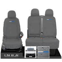 Load image into Gallery viewer, VW Crafter MK2 INKA Front Set 1+2 Tailored Waterproof Seat Covers Grey MY-2017 Onwards [Choice of 7 Colours] - Sport-Series Embroidery
