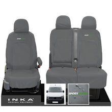 Load image into Gallery viewer, VW Crafter MK2 INKA Front Set 1+2 Tailored Waterproof Seat Covers Grey MY-2017 Onwards [Choice of 7 Colours] - Sport-Series Embroidery
