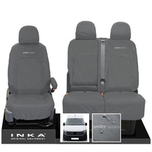 Load image into Gallery viewer, VW Crafter MK2 INKA Front Set 1+2 Tailored Waterproof Seat Covers Grey MY-2017 Onwards [Choice of 7 Colours] - Sport-Series Embroidery
