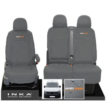 Load image into Gallery viewer, VW Crafter MK2 INKA Front Set 1+2 Tailored Waterproof Seat Covers Grey MY-2017 Onwards [Choice of 7 Colours] - Sport-Series Embroidery
