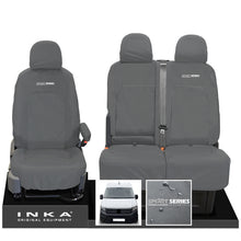 Load image into Gallery viewer, VW Crafter MK2 INKA Front Set 1+2 Tailored Waterproof Seat Covers Grey MY-2017 Onwards [Choice of 7 Colours] - Sport-Series Embroidery
