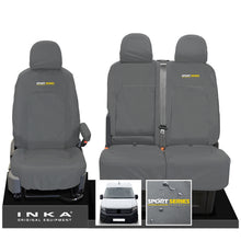 Load image into Gallery viewer, VW Crafter MK2 INKA Front Set 1+2 Tailored Waterproof Seat Covers Grey MY-2017 Onwards [Choice of 7 Colours] - Sport-Series Embroidery
