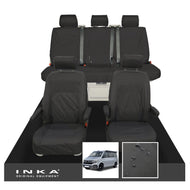 VW California Ocean/Coast/Beach/Surf Inka Fully Tailored Waterproof Seat Covers Black Front & Rear With ISOFIX Fits T6.1 ,T6,T5.1 all model years fits with and without airbags - CALI-SERIES Embroidery