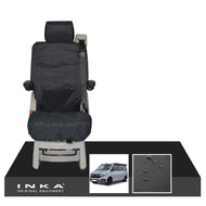 VW California Ocean/Coast/Beach/Surf Inka Fully Tailored Waterproof Seat Covers Black Rear Single Swivel Fits T6.1 ,T6,T5.1 all model years fits with and without airbags - CALI-SERIES Embroidery