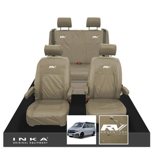 VW California Ocean/Coast/Beach/Surf Inka Fully Tailored Waterproof Seat Covers Sand Front & Rear With ISOFIX Fits T6.1 ,T6,T5.1 all model years fits with and without airbags