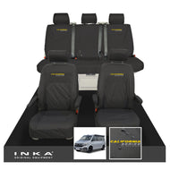 VW California Ocean/Coast/Beach/Surf Inka Fully Tailored Waterproof Seat Covers Black Front & Rear With ISOFIX Fits T6.1 ,T6,T5.1 all model years fits with and without airbags - CALI-SERIES Embroidery