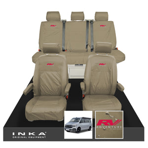 VW California Ocean/Coast/Beach/Surf Inka Fully Tailored Waterproof Seat Covers Sand Front & Rear With ISOFIX Fits T6.1 ,T6,T5.1 all model years fits with and without airbags