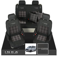 VW California T6.1, T6, T5.1, T5 Ocean, Coast, Beach, SE, Surf INKA Tailored Seat Covers Second Skin With GTi Tartan Centres & Embroidery