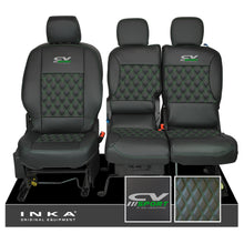 Load image into Gallery viewer, Peugeot Partner MK2 Front 1+2 CV SPORT INKA Bentley Leatherette Tailored Seat Covers Black MY 08-17
