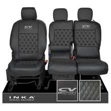 Load image into Gallery viewer, Peugeot Partner MK2 Front 1+2 CV SPORT INKA Bentley Leatherette Tailored Seat Covers Black MY 08-17
