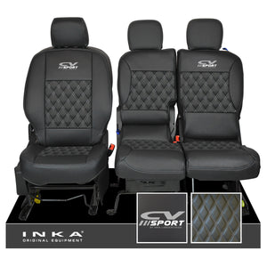Peugeot Partner MK2 Front 1+2 CV SPORT INKA Bentley Leatherette Tailored Seat Covers Black MY 08-17