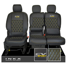 Load image into Gallery viewer, Peugeot Partner MK2 Front 1+2 CV SPORT INKA Bentley Leatherette Tailored Seat Covers Black MY 08-17
