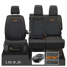 Load image into Gallery viewer, Citroen Dispatch INKA Front 1+2 Tailored Waterproof Seat Covers Black MY16 onwards - CV Professional Embroidery
