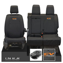 Load image into Gallery viewer, Citroen Dispatch INKA Front 1+2 Tailored Waterproof Seat Covers Black MY16 onwards - CV Racing Embroidery
