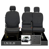 Fiat Doblo INKA Front 1+2 Tailored Waterproof Seat Covers Black MY-2022 Onwards - Plain Embroidery