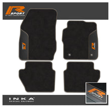 Load image into Gallery viewer, Ford Fiesta MK7 Tailored Car Mats (Front &amp; Rear Set) with Premium Carpet &amp; OEM Leatherette Fits MY11 to MY17 - R-SPORT Embroidery
