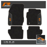 Ford Fiesta MK7 Tailored Car Mats (Front & Rear Set) with Premium Carpet & OEM Leatherette Fits MY11 to MY17 - R-SPORT Embroidery
