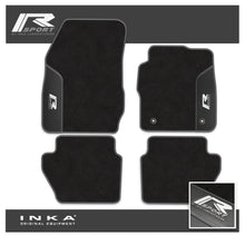Load image into Gallery viewer, Ford Fiesta MK7 Tailored Car Mats (Front &amp; Rear Set) with Premium Carpet &amp; OEM Leatherette Fits MY11 to MY17 - R-SPORT Embroidery
