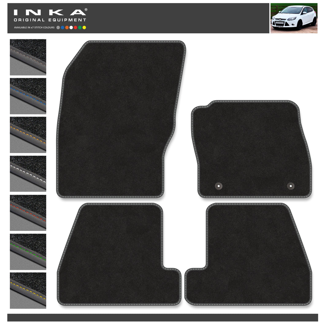 Ford Focus Front & Rear Tailored Carpet Mat with 7x Stitch Colours Fits MY2011-2015