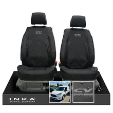 Load image into Gallery viewer, Ford Transit Connect MK3 Front 1+1 INKA Tailored Waterproof Seat Covers Set Black MY2024 Onwards - CV Professional Embroidery
