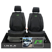 Load image into Gallery viewer, Ford Transit Connect MK3 Front 1+1 INKA Tailored Waterproof Seat Covers Set Black MY2024 Onwards - R-SPORT Embroidery
