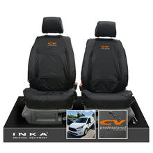Load image into Gallery viewer, Ford Transit Connect MK3 Front 1+1 INKA Tailored Waterproof Seat Covers Set Black MY2024 Onwards - CV Professional Embroidery
