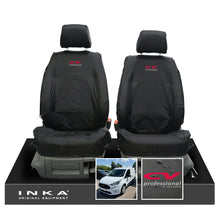 Load image into Gallery viewer, Ford Transit Connect MK3 Front 1+1 INKA Tailored Waterproof Seat Covers Set Black MY2024 Onwards - CV Professional Embroidery
