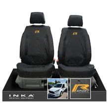 Load image into Gallery viewer, Ford Transit Connect MK3 Front 1+1 INKA Tailored Waterproof Seat Covers Set Black MY2024 Onwards - R-SPORT Embroidery

